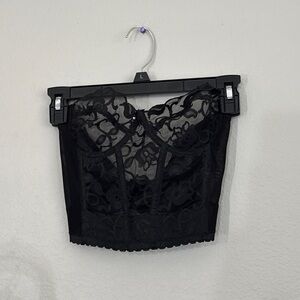Vintage Victoria’s Secret Black Lace Bustier strapless lace bra 
Union Made Y2K